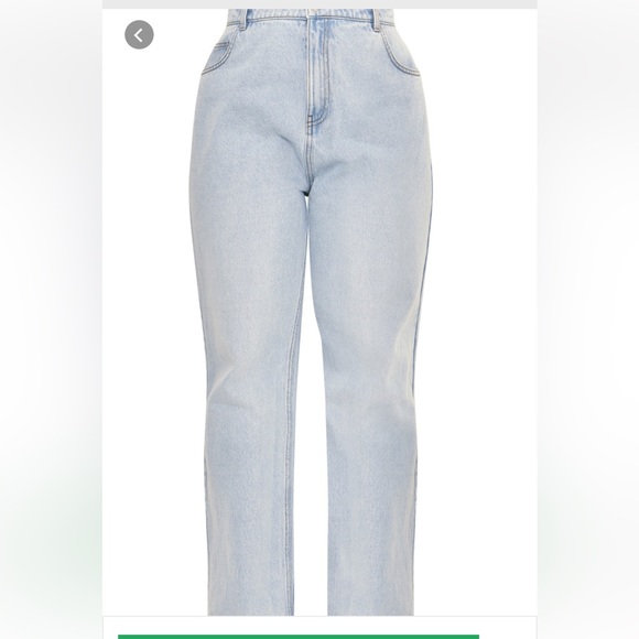 Plus size light blue wash high rise straight leg jeans (Pretty Little Thing) - Picture 4 of 5